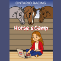 Horse eCamp from Ontario Racing graphic of horses looking at youth on computer