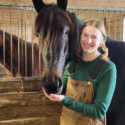 2025 Roger L’Heureux Memorial Equine Award winner, Sara Visser with 3 year-old trotting colt, Dulces Seunos Deo