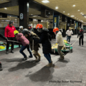 Veterinarians practice an equine emergency scenario at Woodbine racetrack